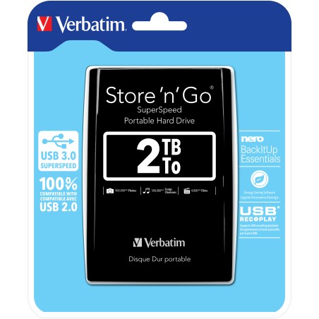 Verbatim Store n Go 2TB Portable Hard Drive - USB 3.0, 5400 RPM - Compact & Reliable Storage Solution!